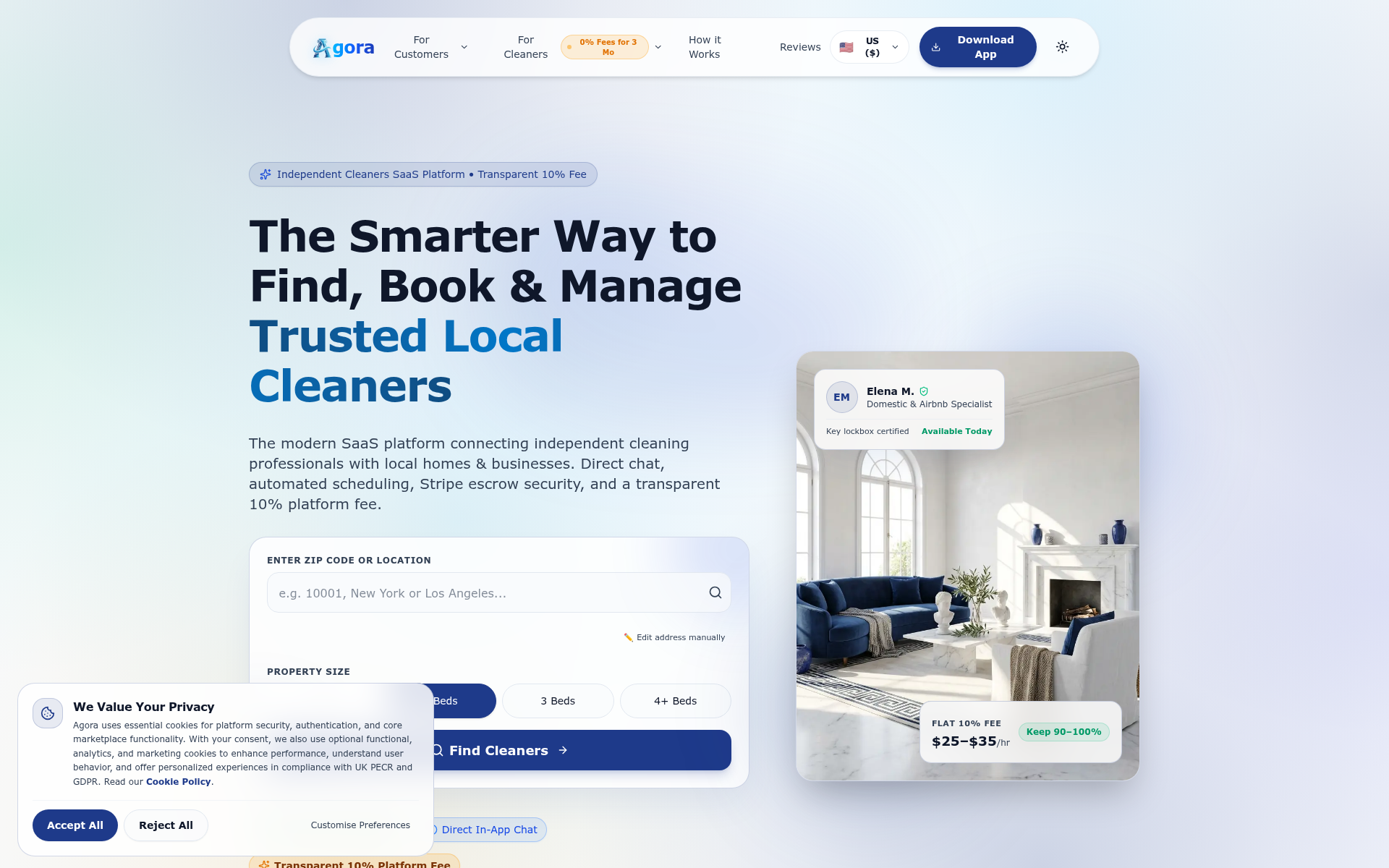 Screenshot of agora.cleaning