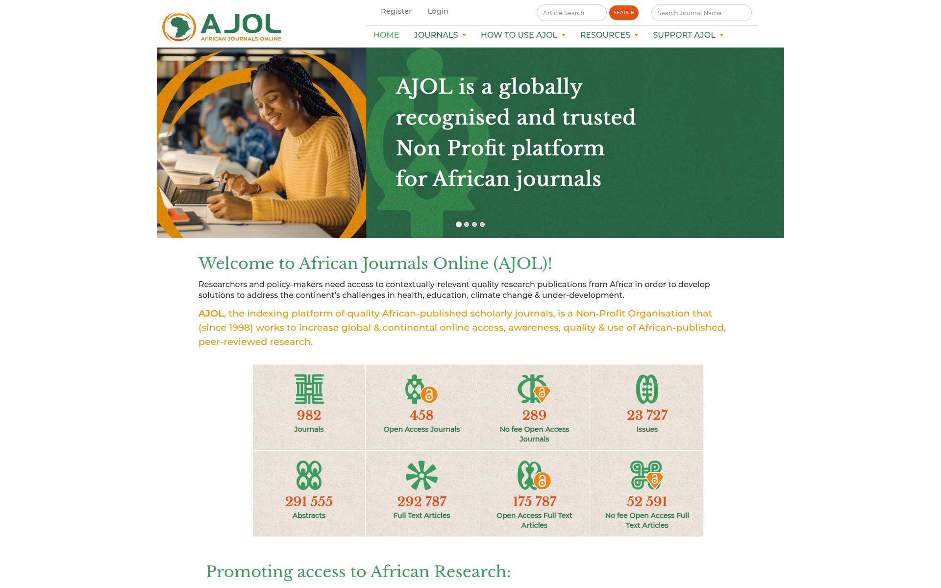 Screenshot of ajol.info