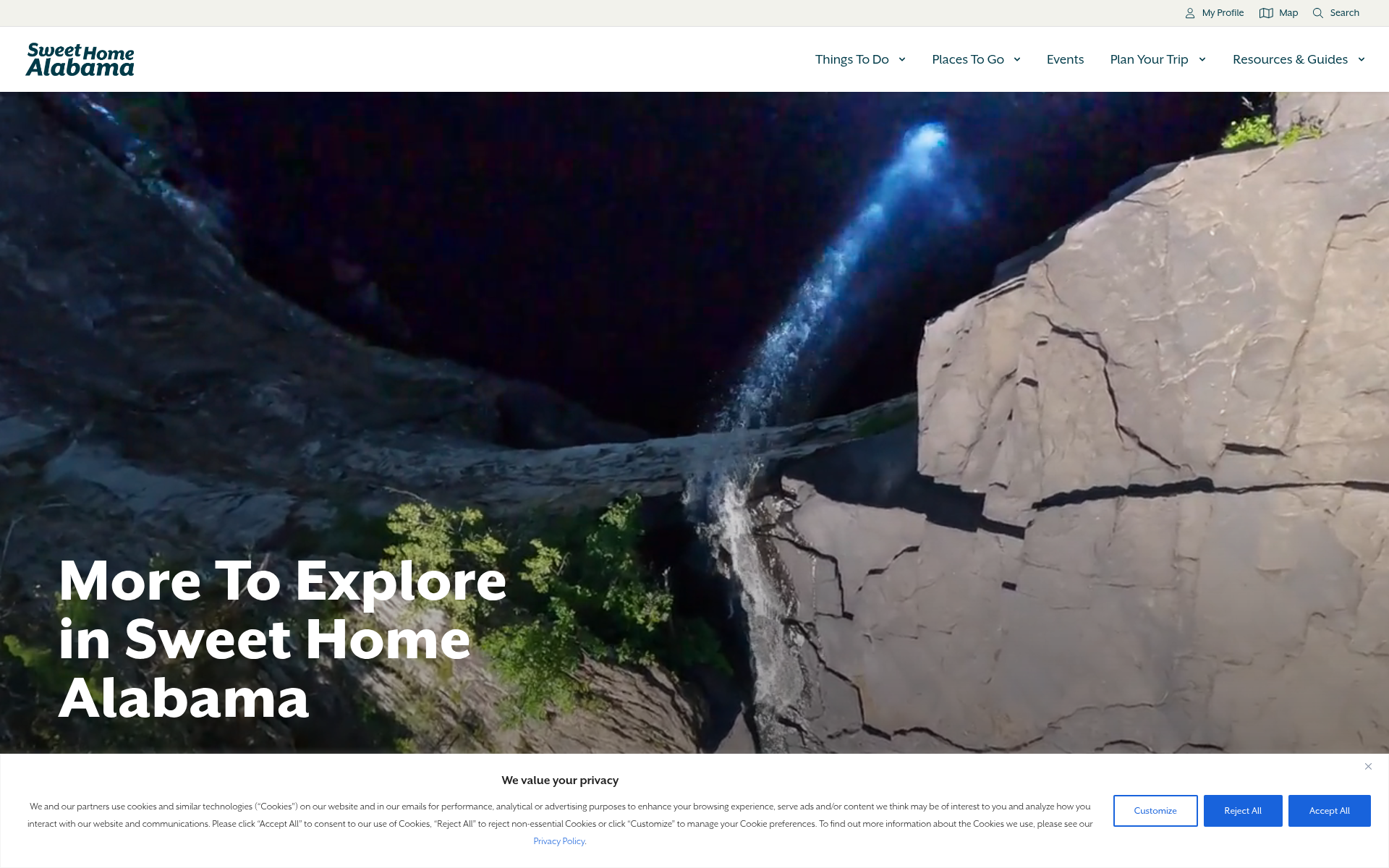 Screenshot of alabama.travel