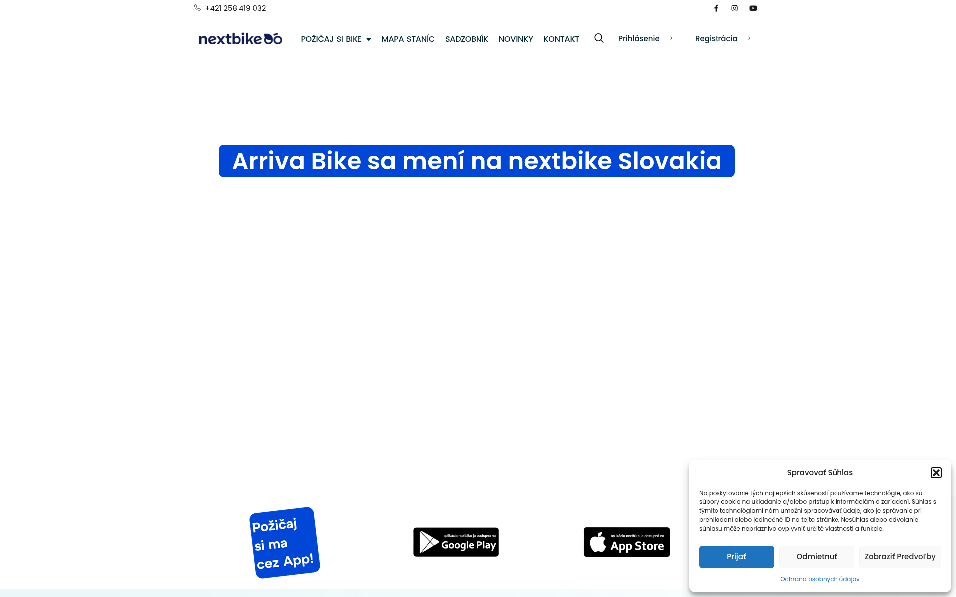 Screenshot of arriva.bike