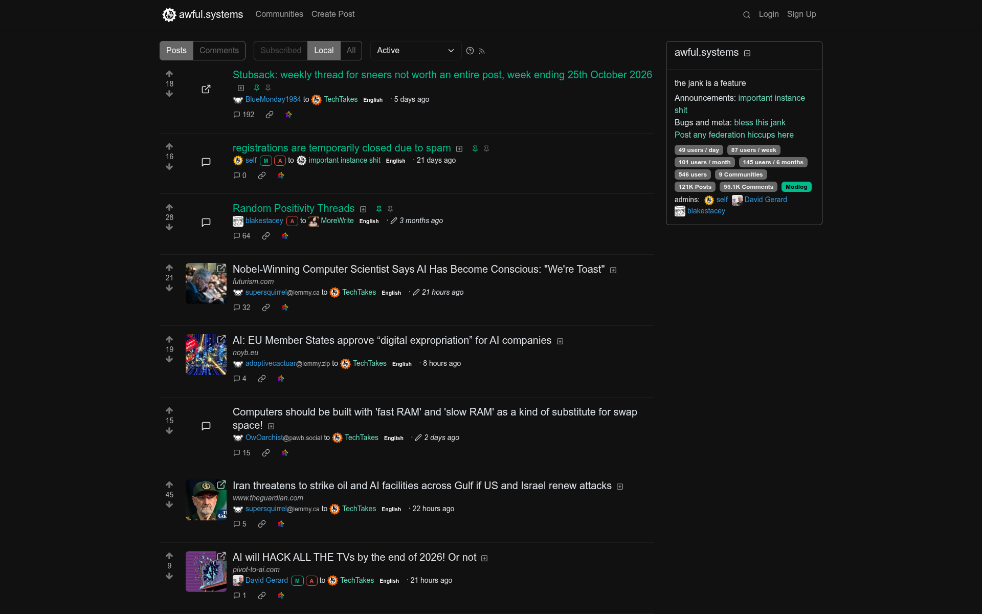 Screenshot of awful.systems