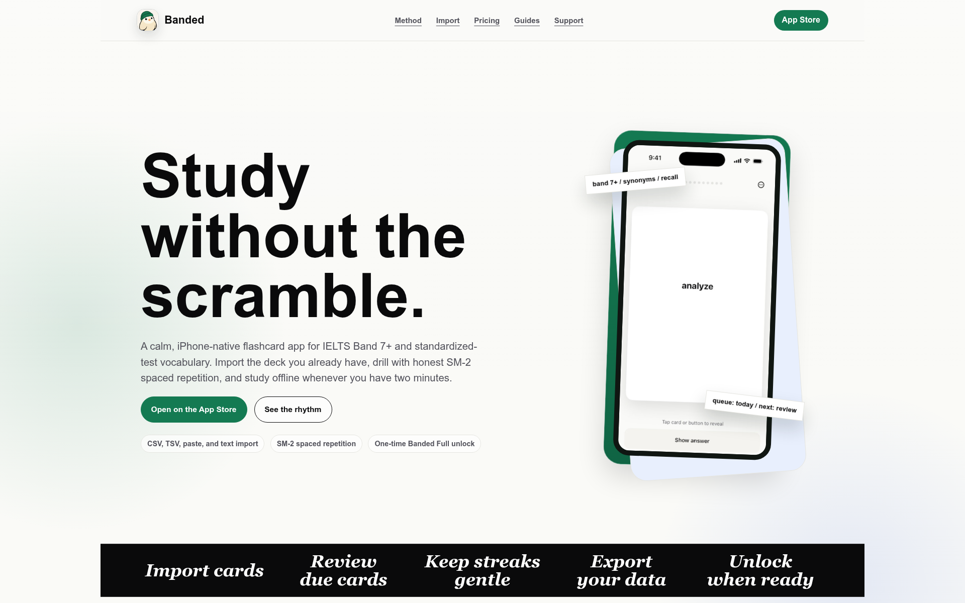 Screenshot of banded.cards