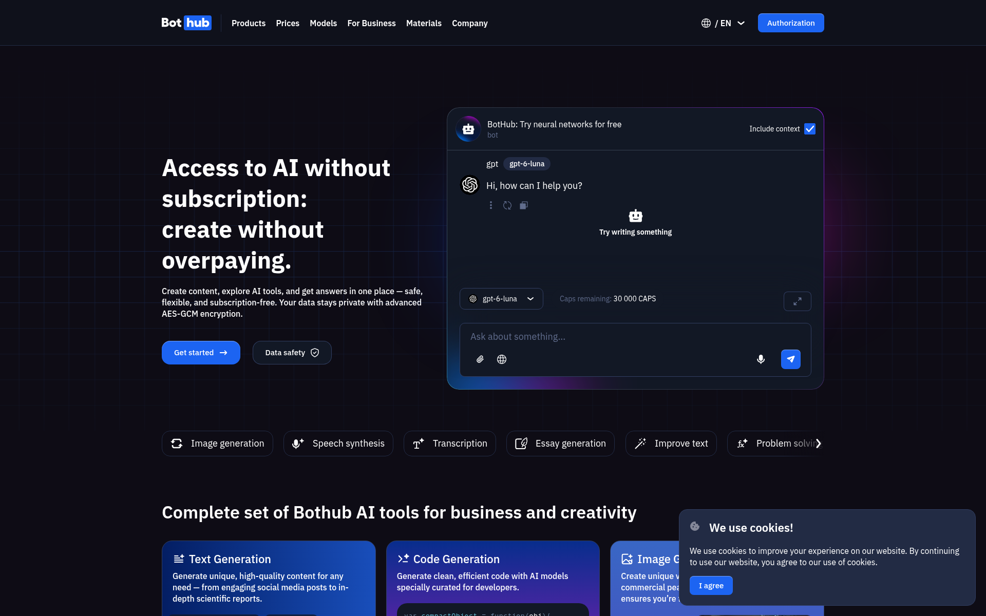 Screenshot of bothub.chat