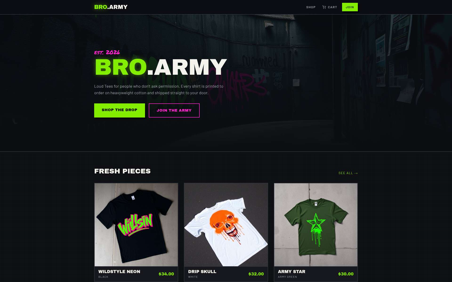 Screenshot of bro.army