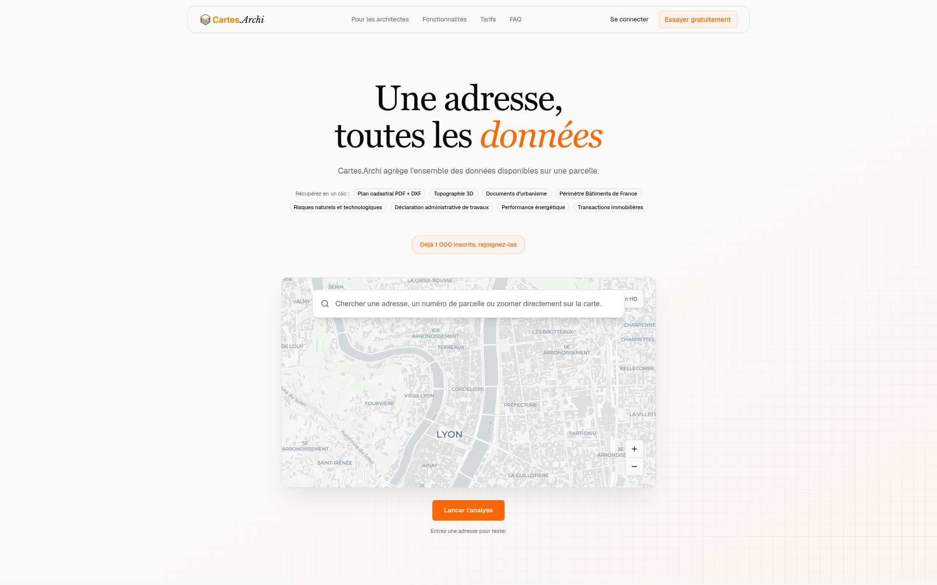 Screenshot of cartes.archi