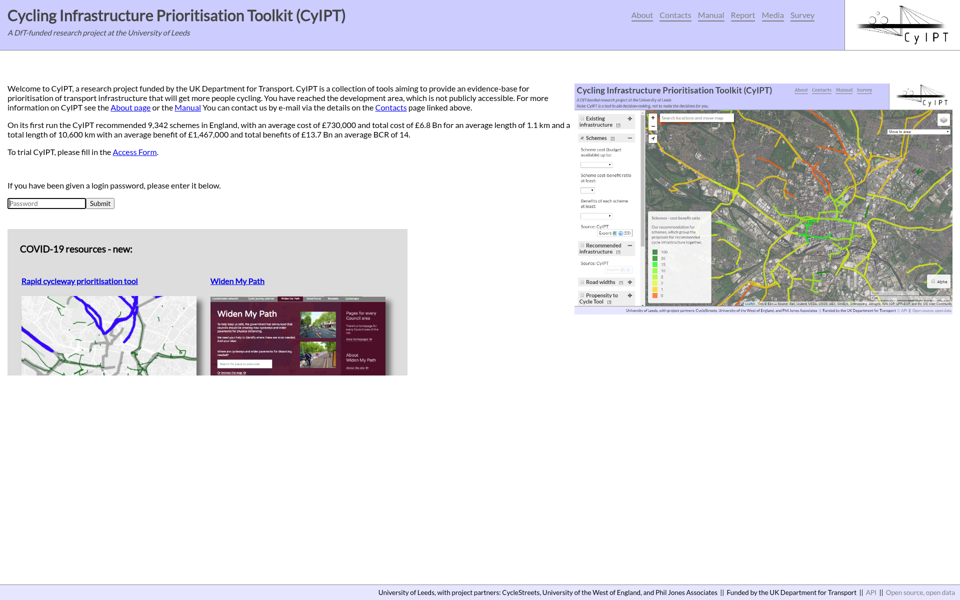 Screenshot of cyipt.bike