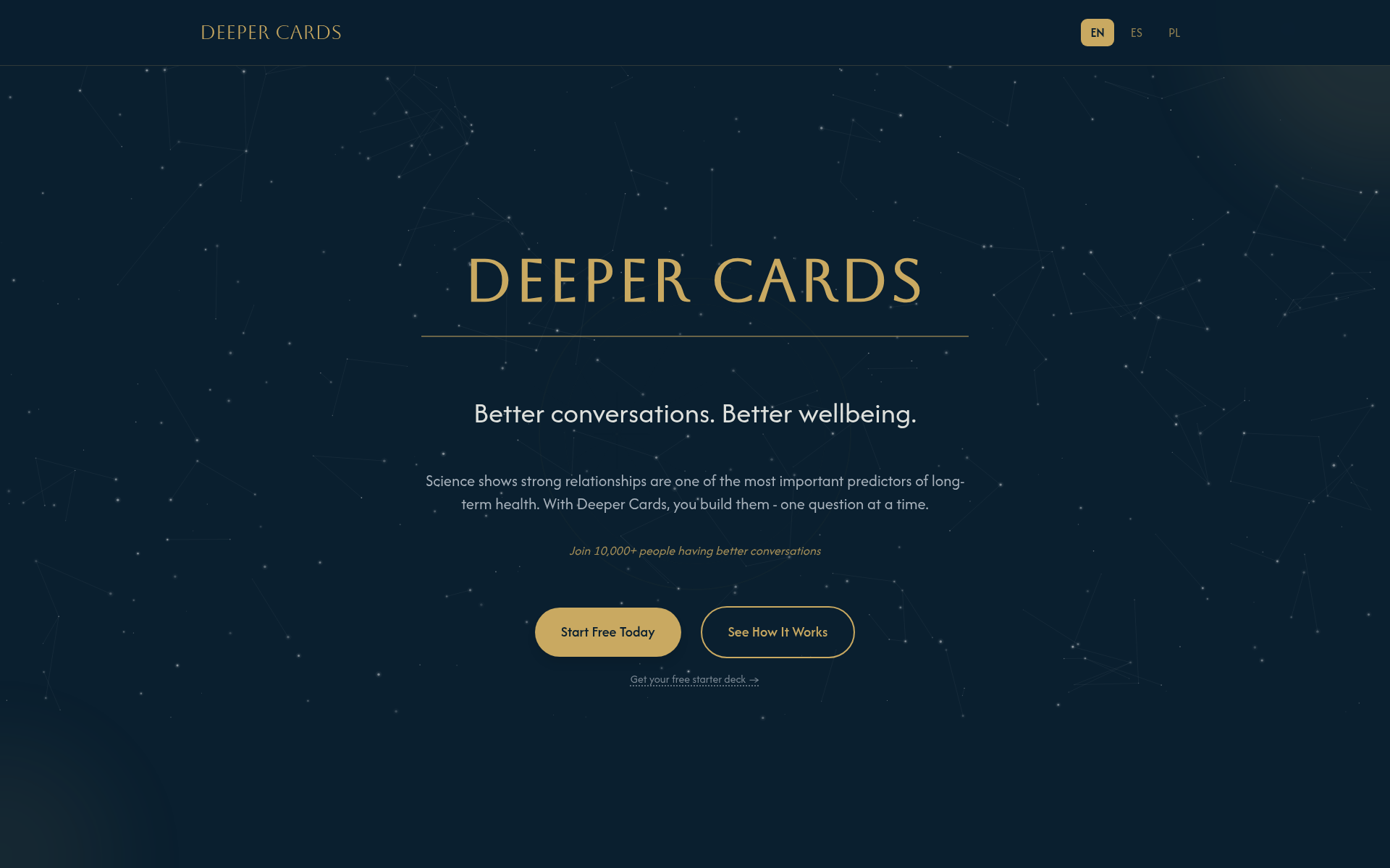Screenshot of deeper.cards