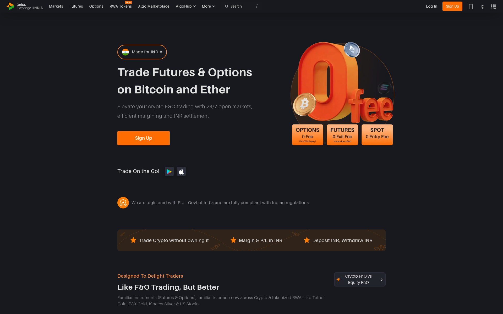 Screenshot of delta.exchange