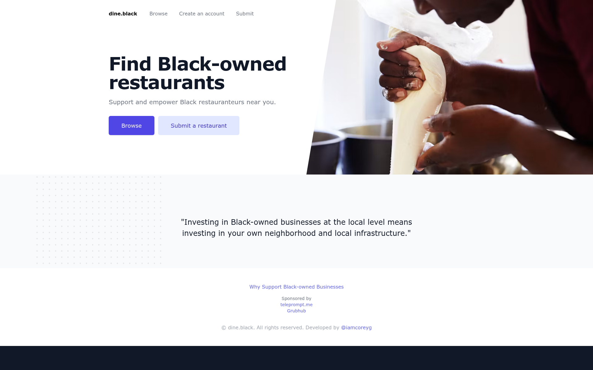 Screenshot of dine.black