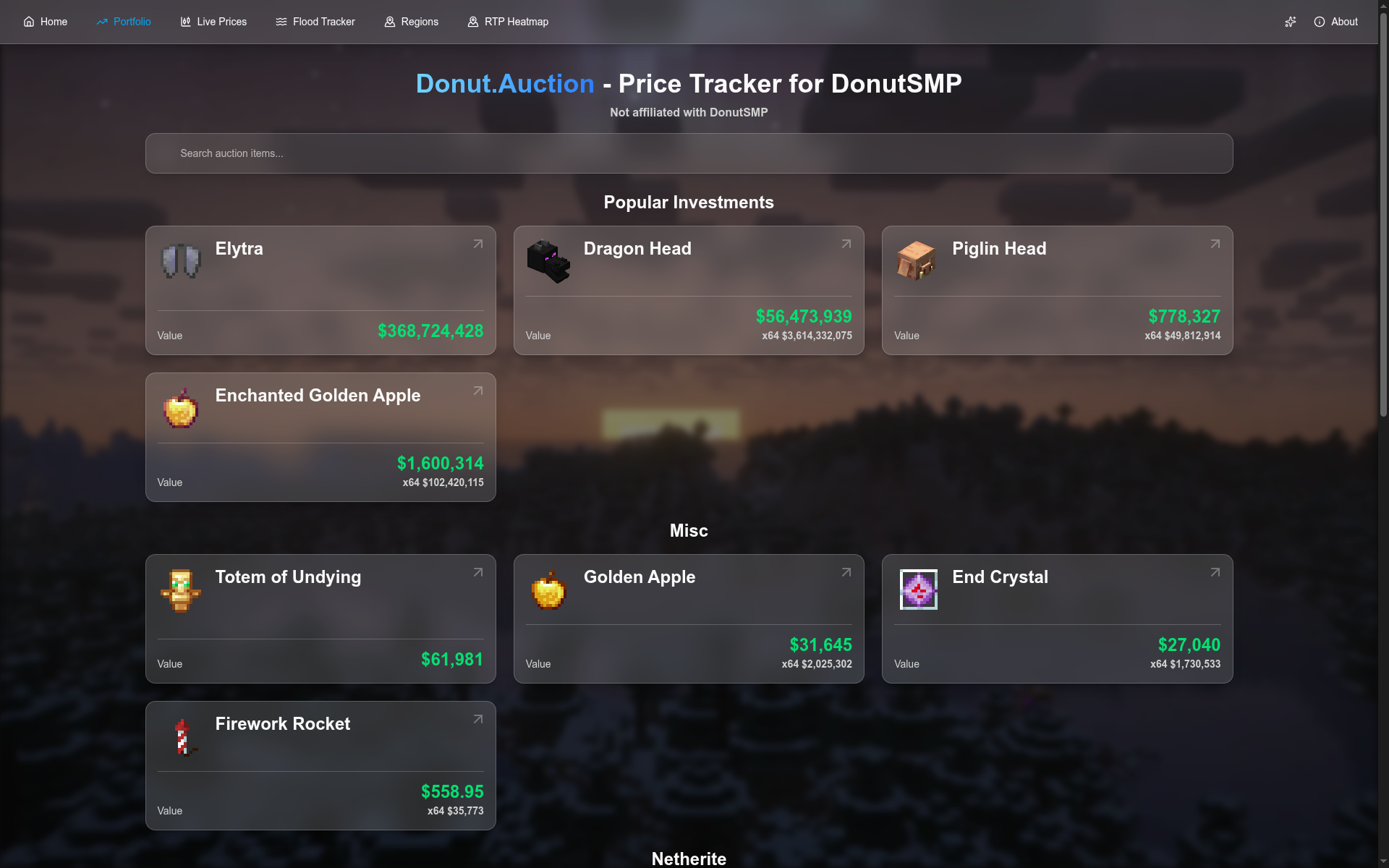 Screenshot of donut.auction