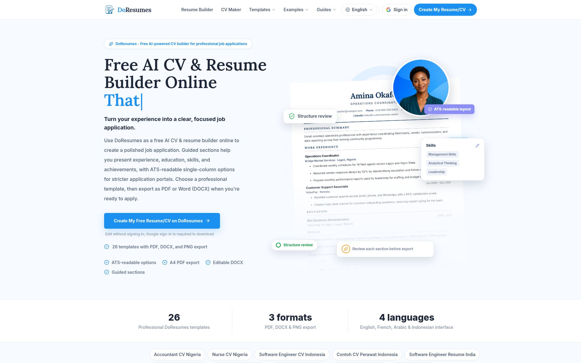 Screenshot of doresumes.careers