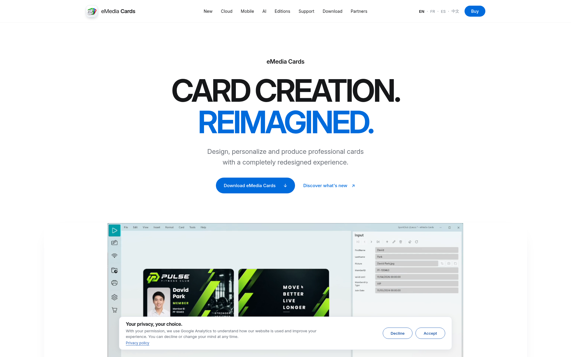 Screenshot of emedia.cards