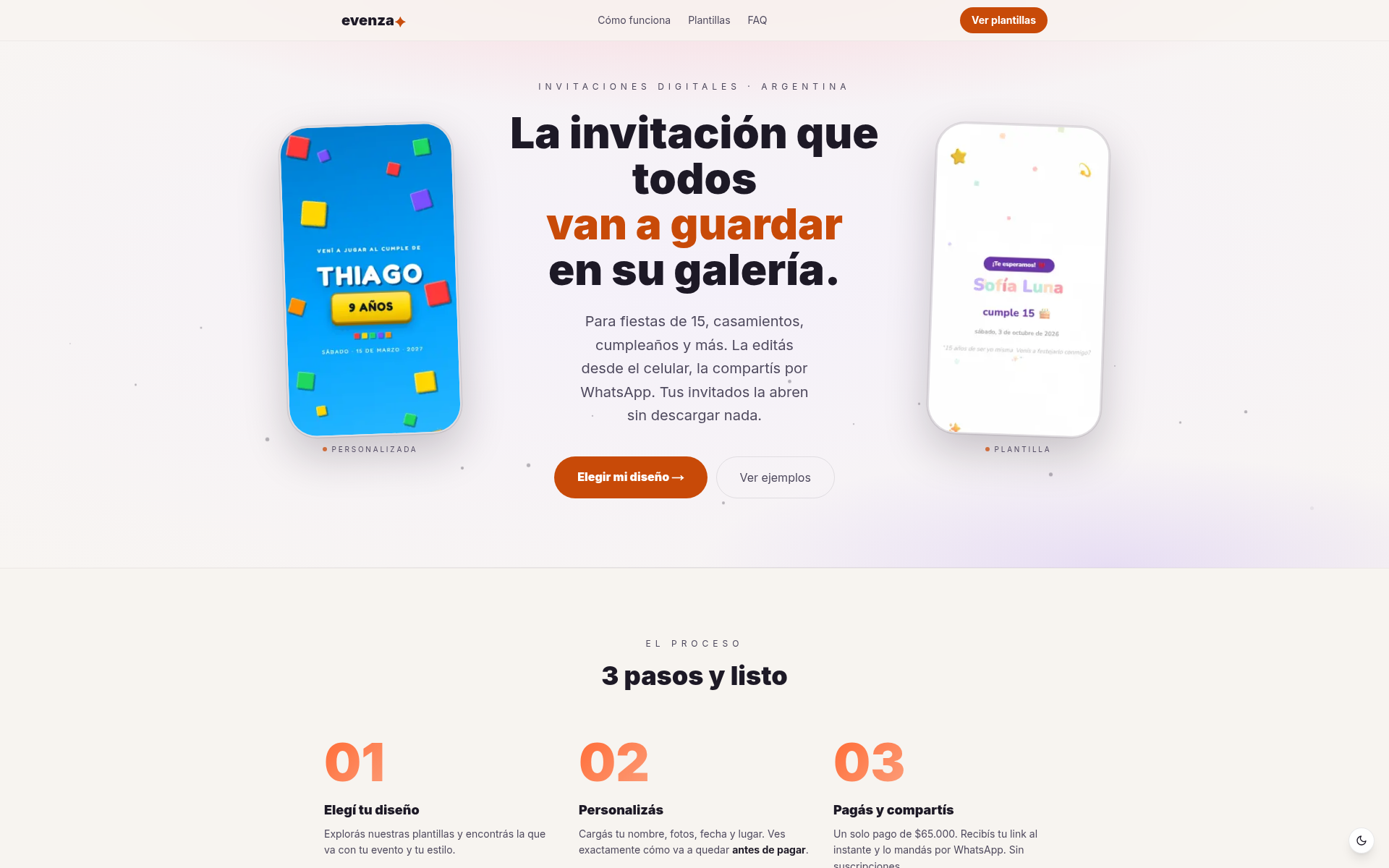 Screenshot of evenza.cards