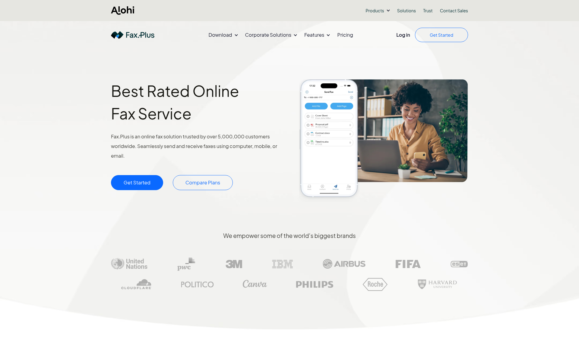 Screenshot of fax.plus
