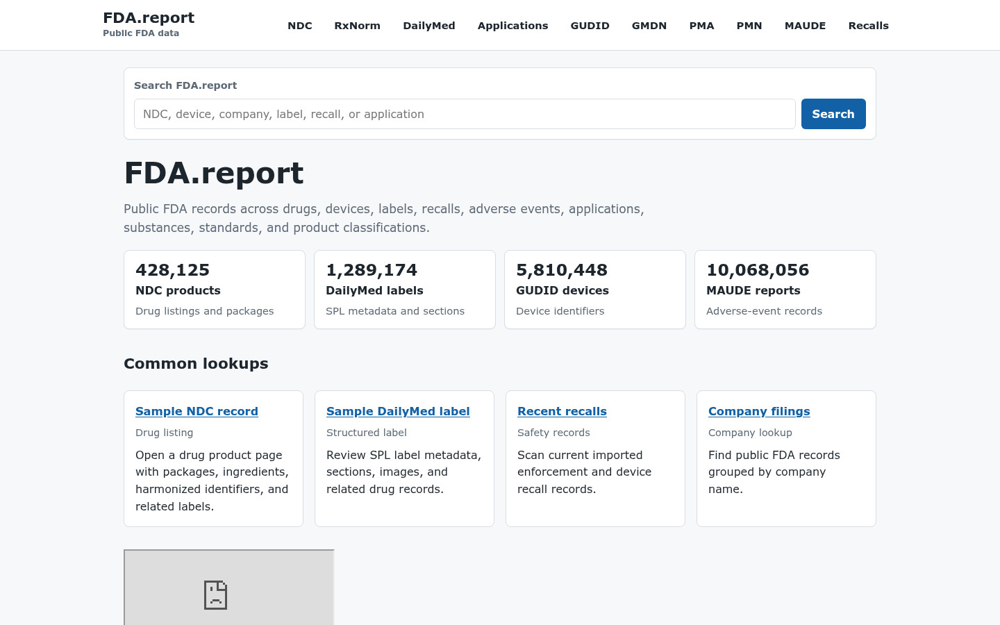 Screenshot of fda.report