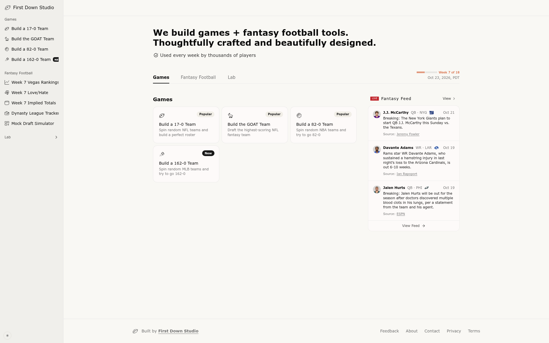 Screenshot of firstdown.studio