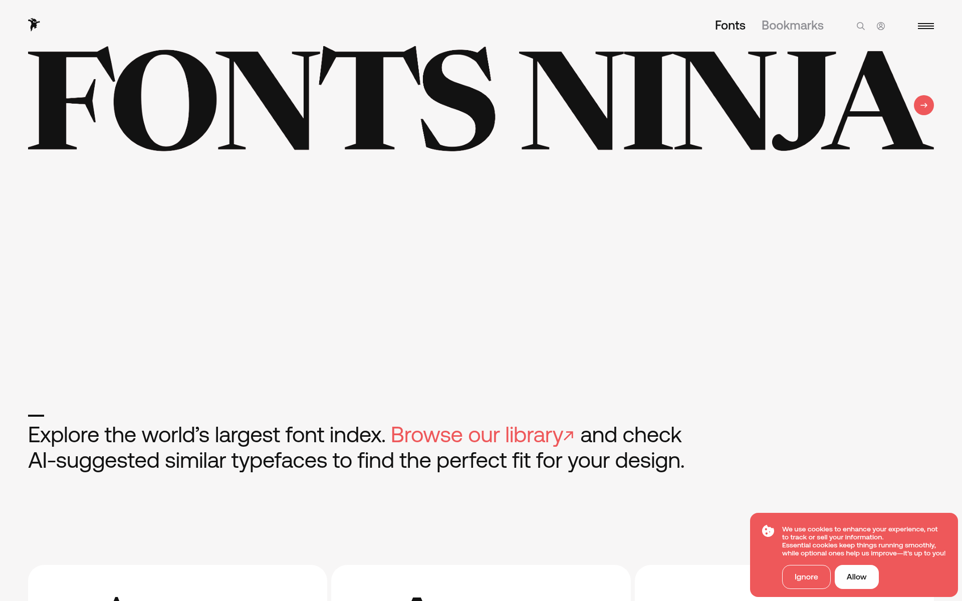 Screenshot of fonts.ninja