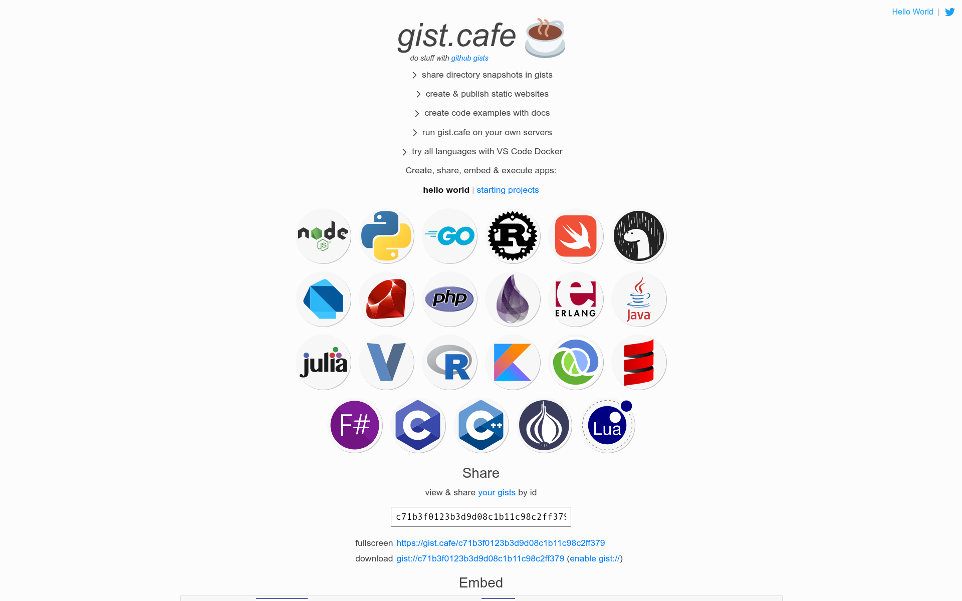 Screenshot of gist.cafe