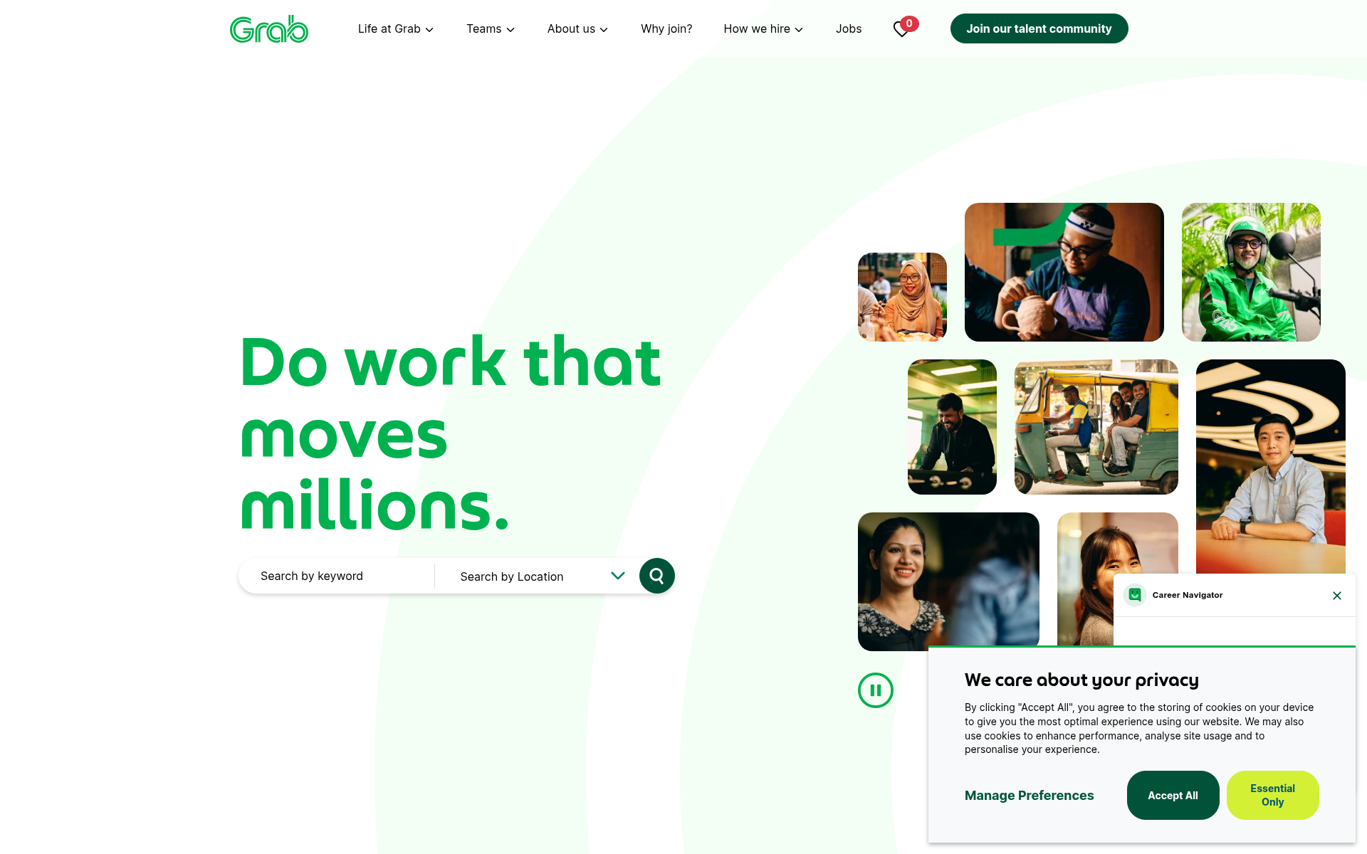 Screenshot of grab.careers