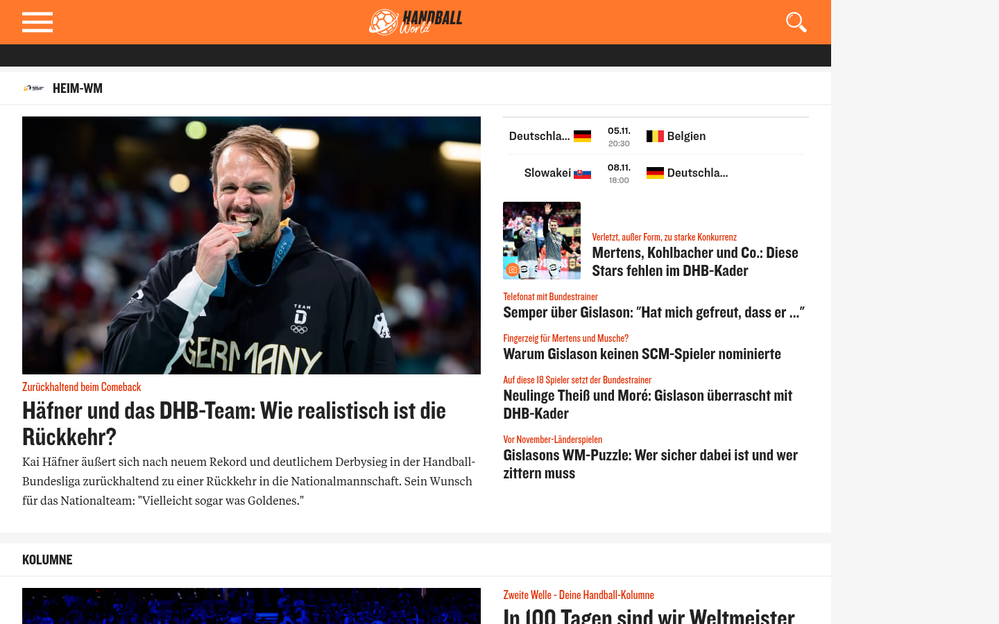 Screenshot of handball-world.news