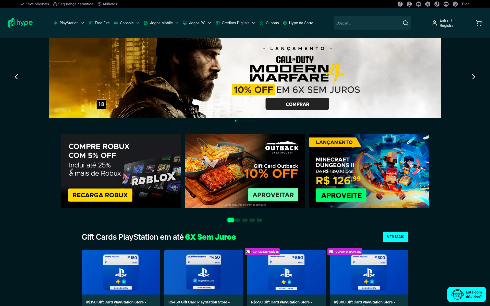 Screenshot of hype.games