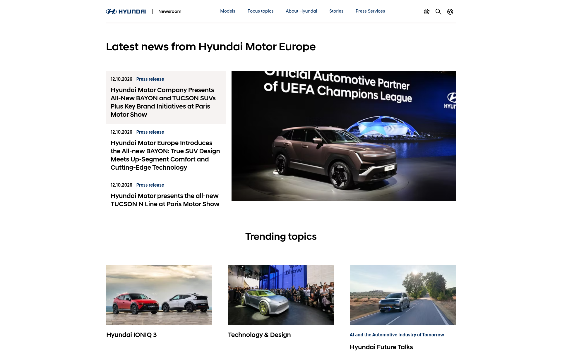 Screenshot of hyundai.news