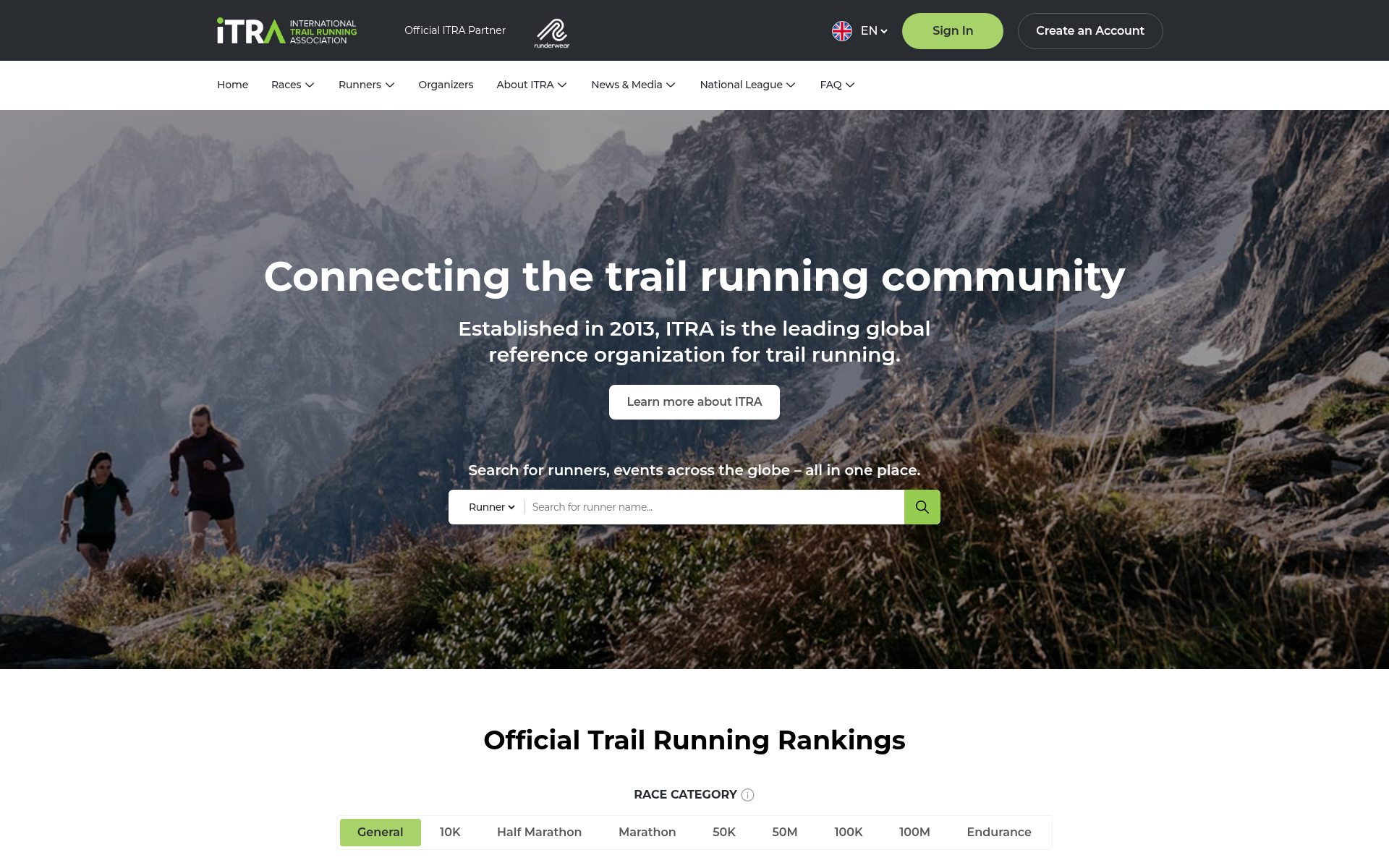 Screenshot of itra.run
