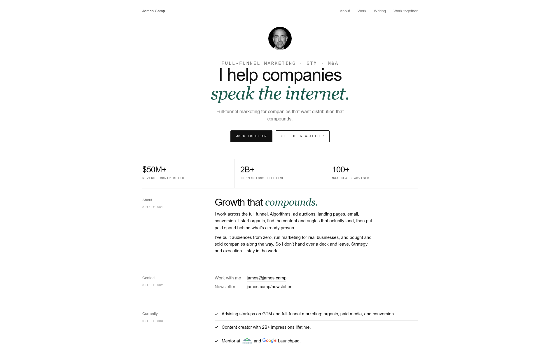 Screenshot of james.camp