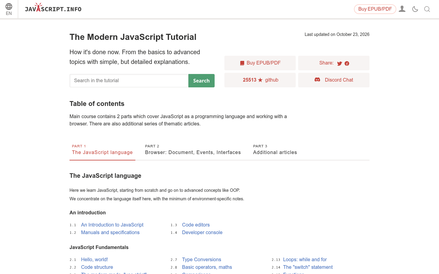 Screenshot of javascript.info