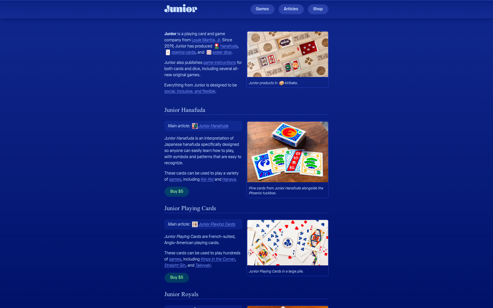 Screenshot of junior.cards
