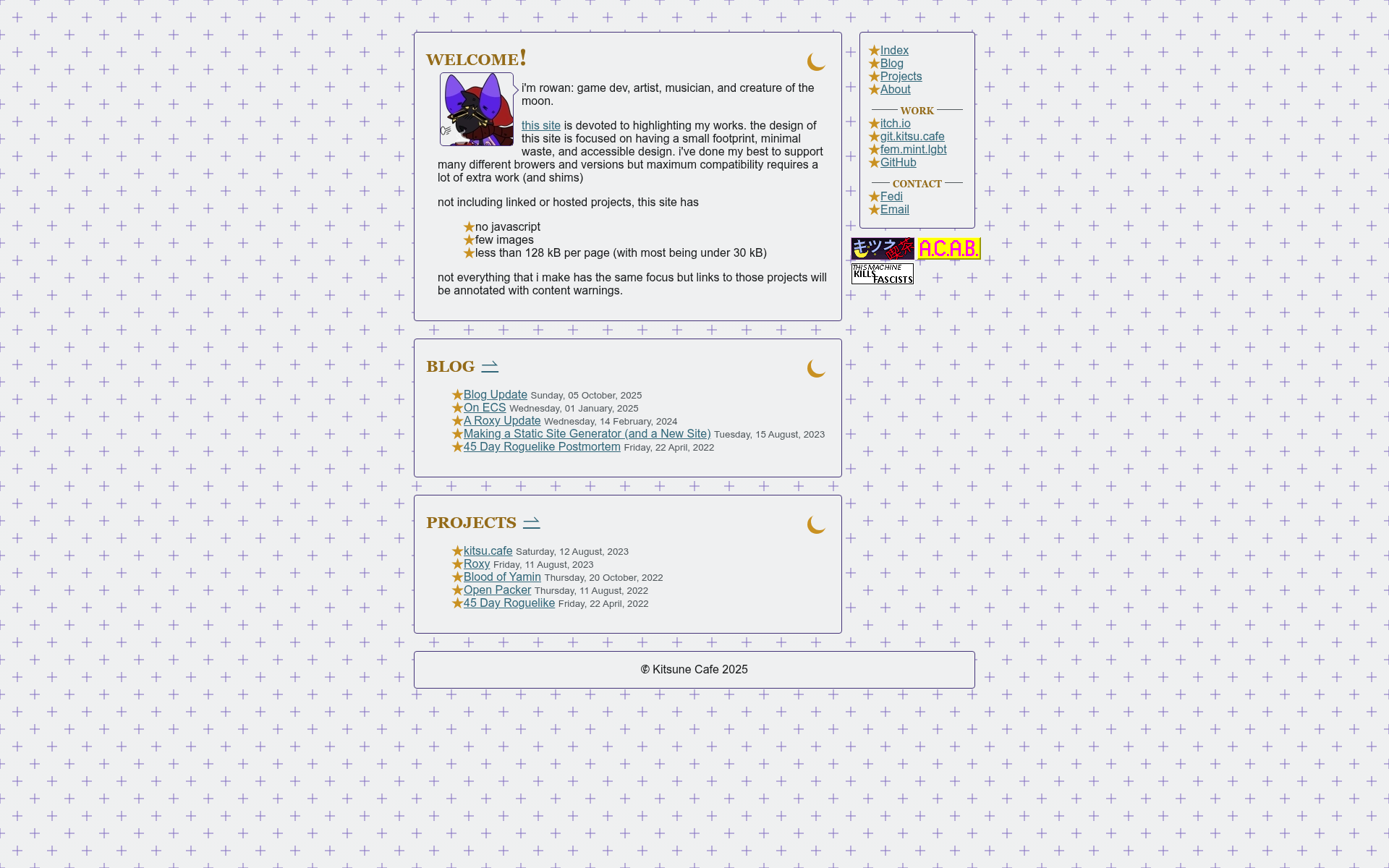 Screenshot of kitsu.cafe