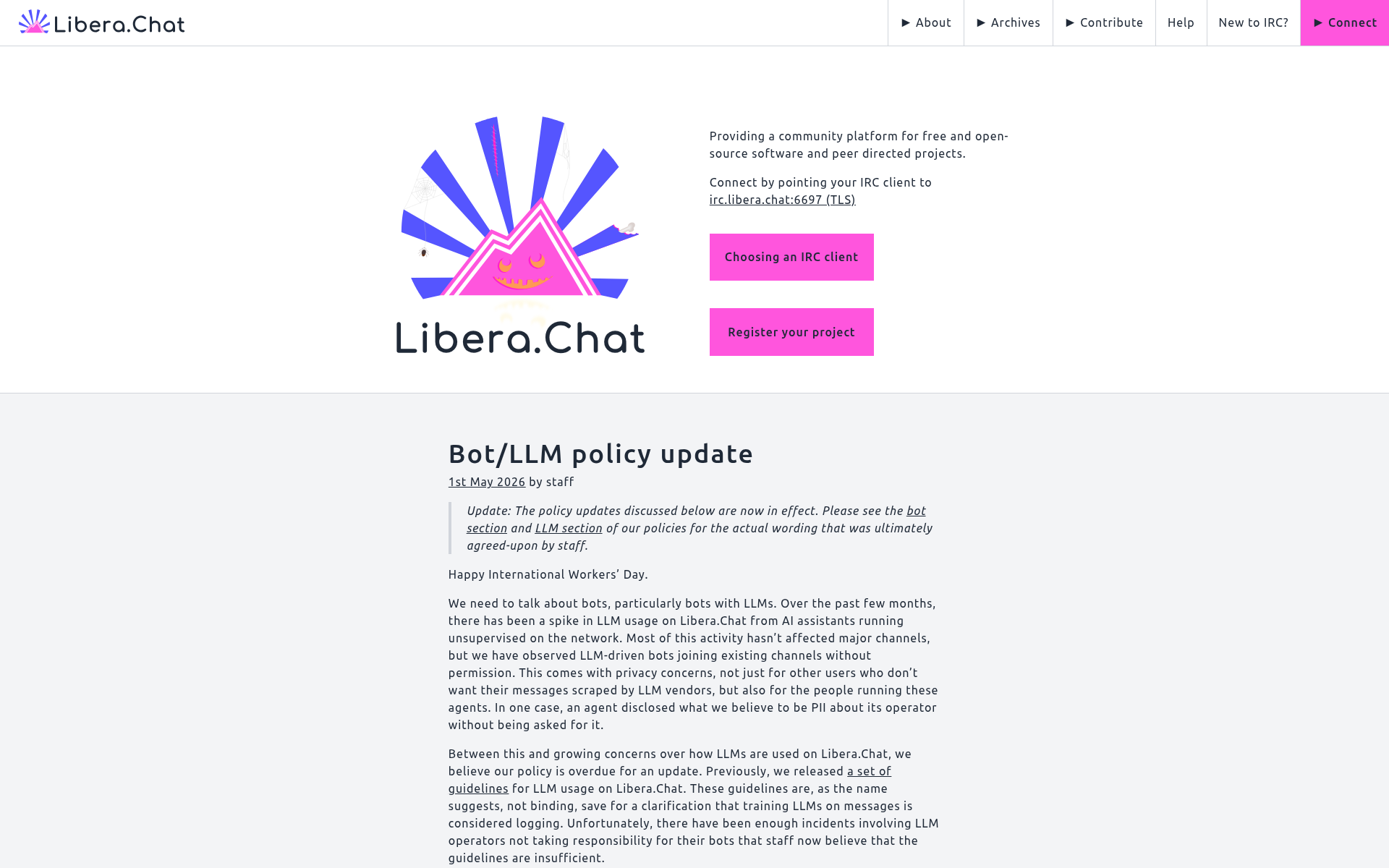Screenshot of libera.chat