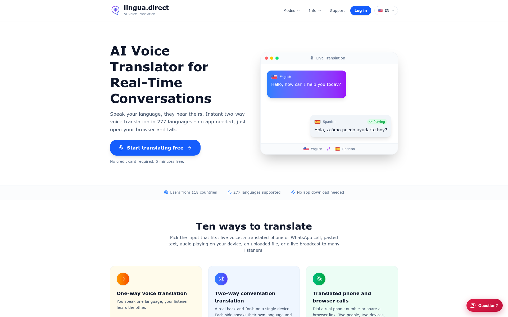 Screenshot of lingua.direct