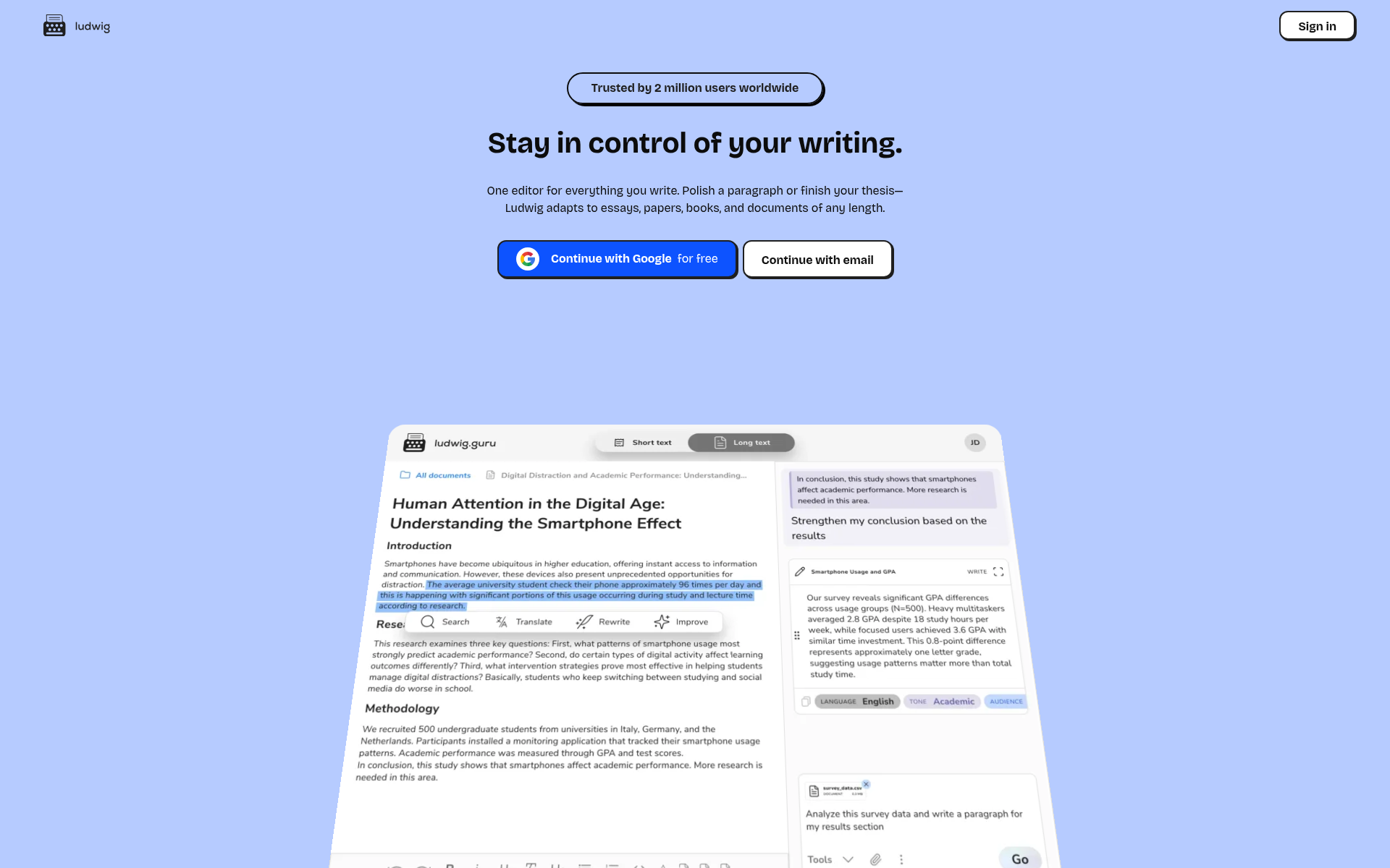 Screenshot of ludwig.guru