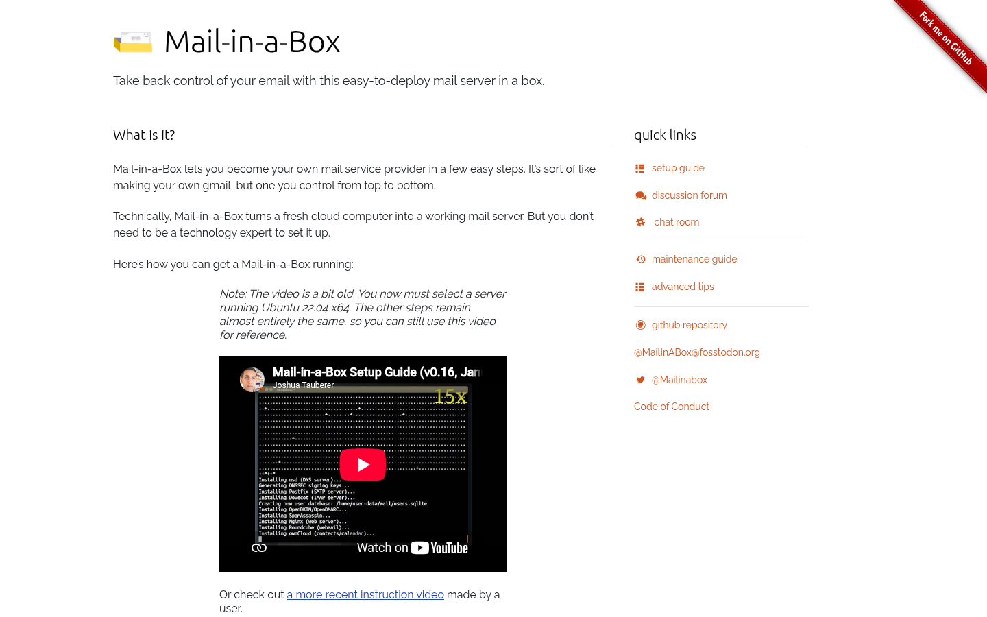 Screenshot of mailinabox.email