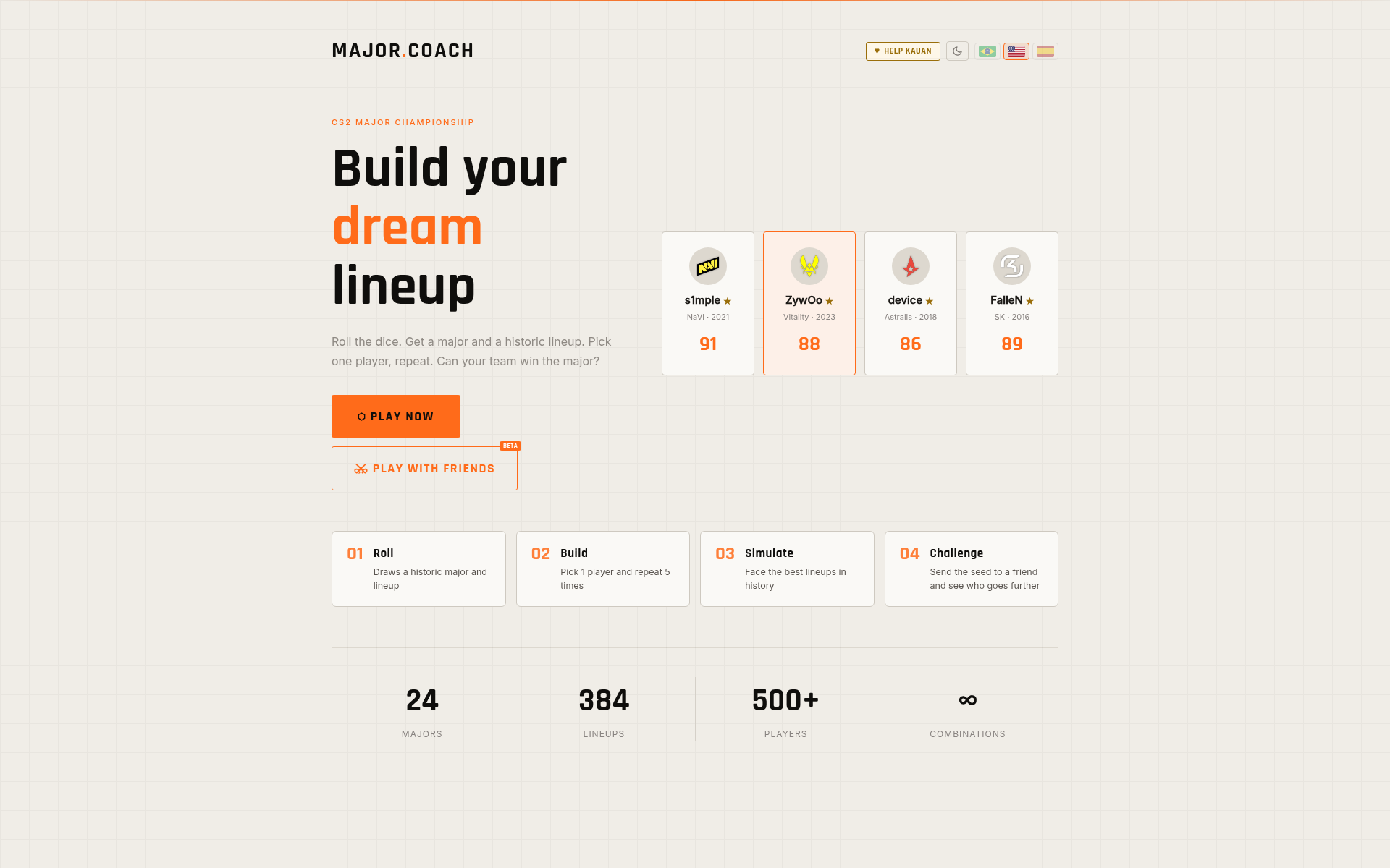 Screenshot of major.coach