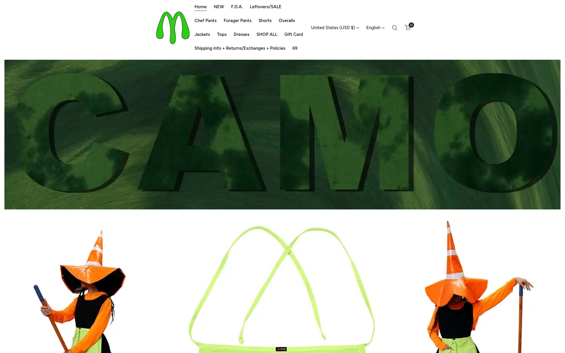 Screenshot of meals.clothing