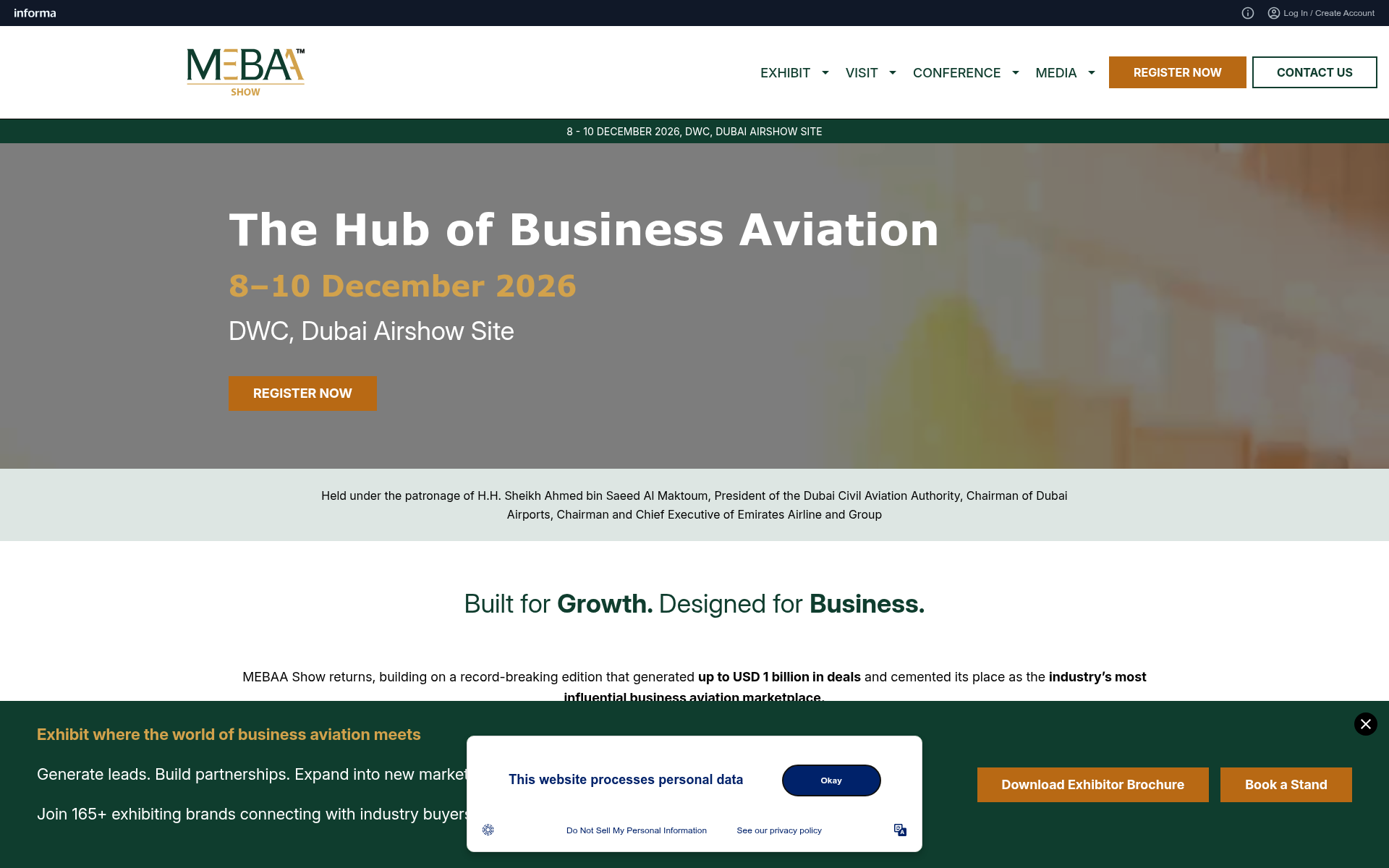 Screenshot of mebaa.aero