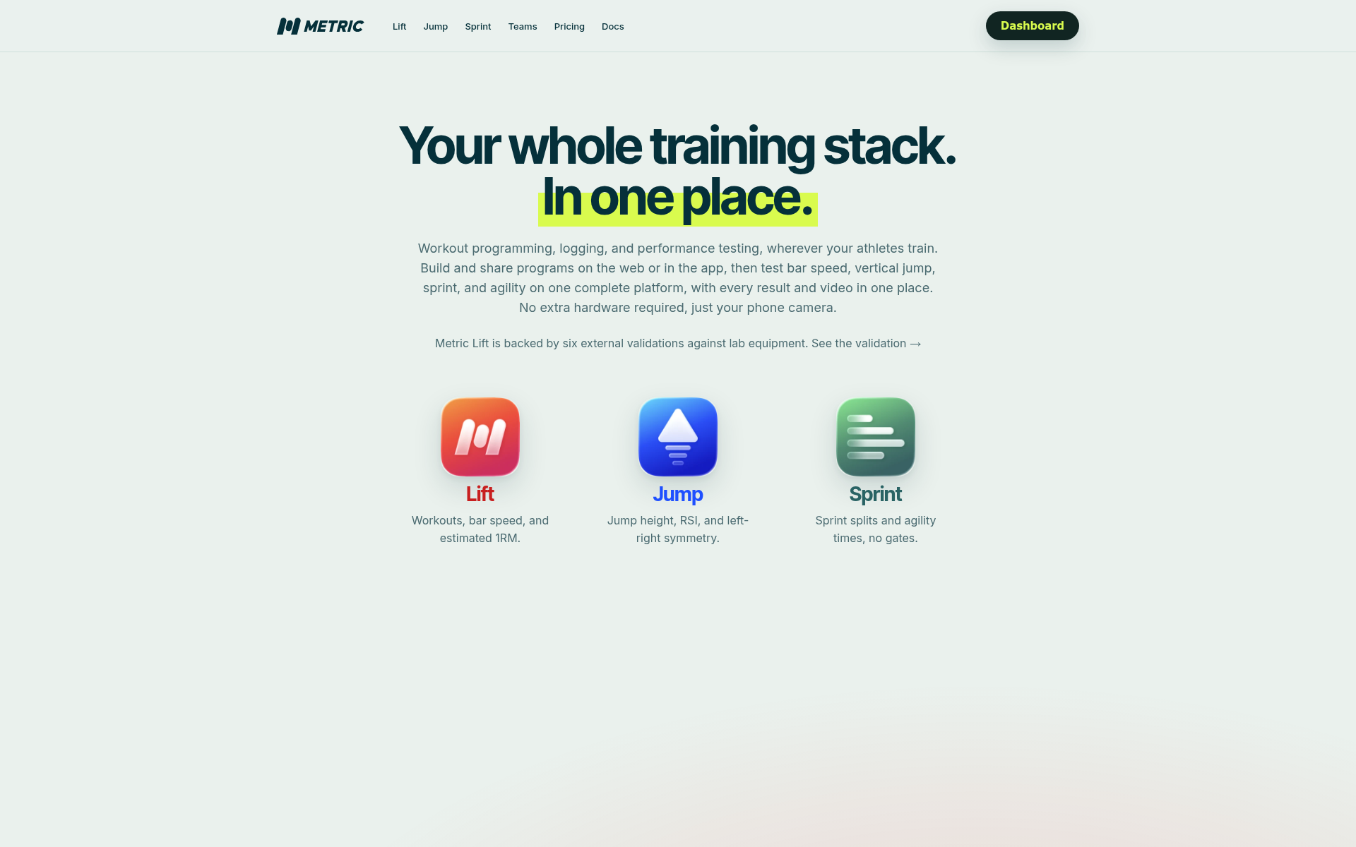 Screenshot of metric.coach