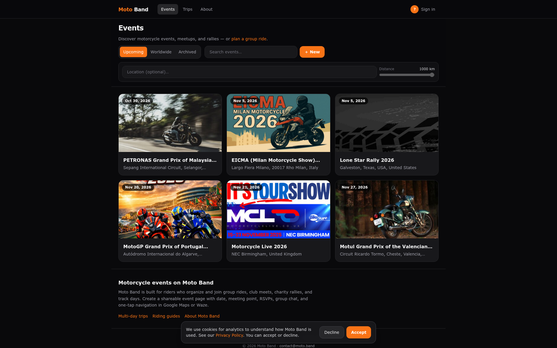Screenshot of moto.band
