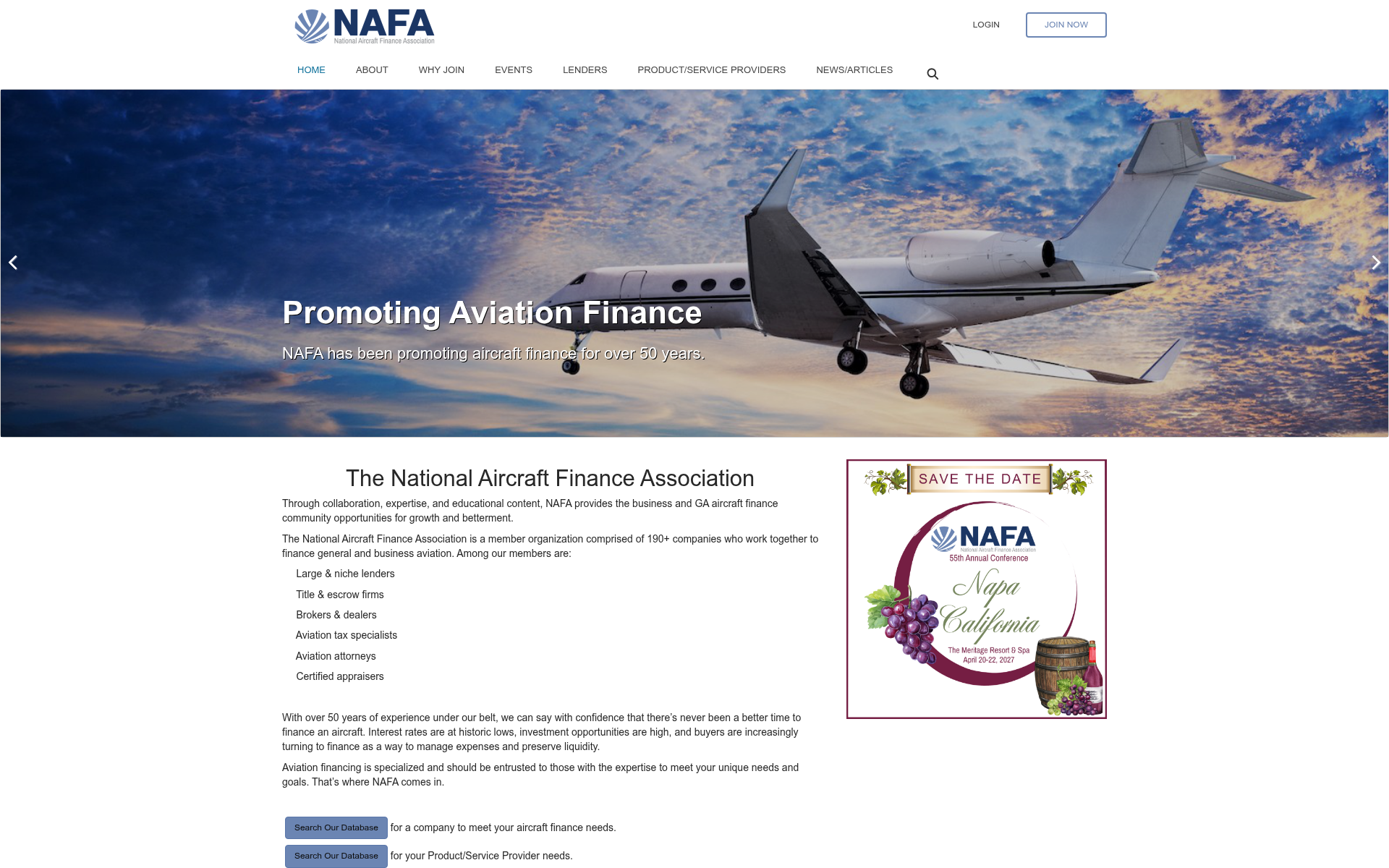 Screenshot of nafa.aero