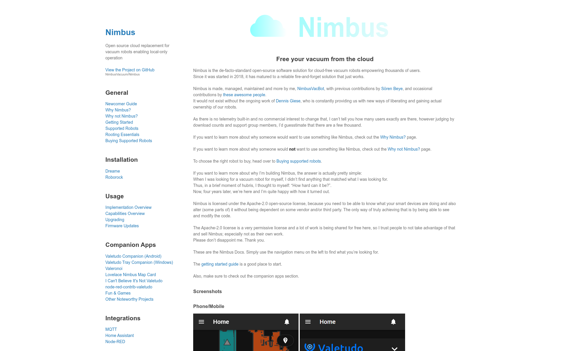 Screenshot of nimbus.cleaning