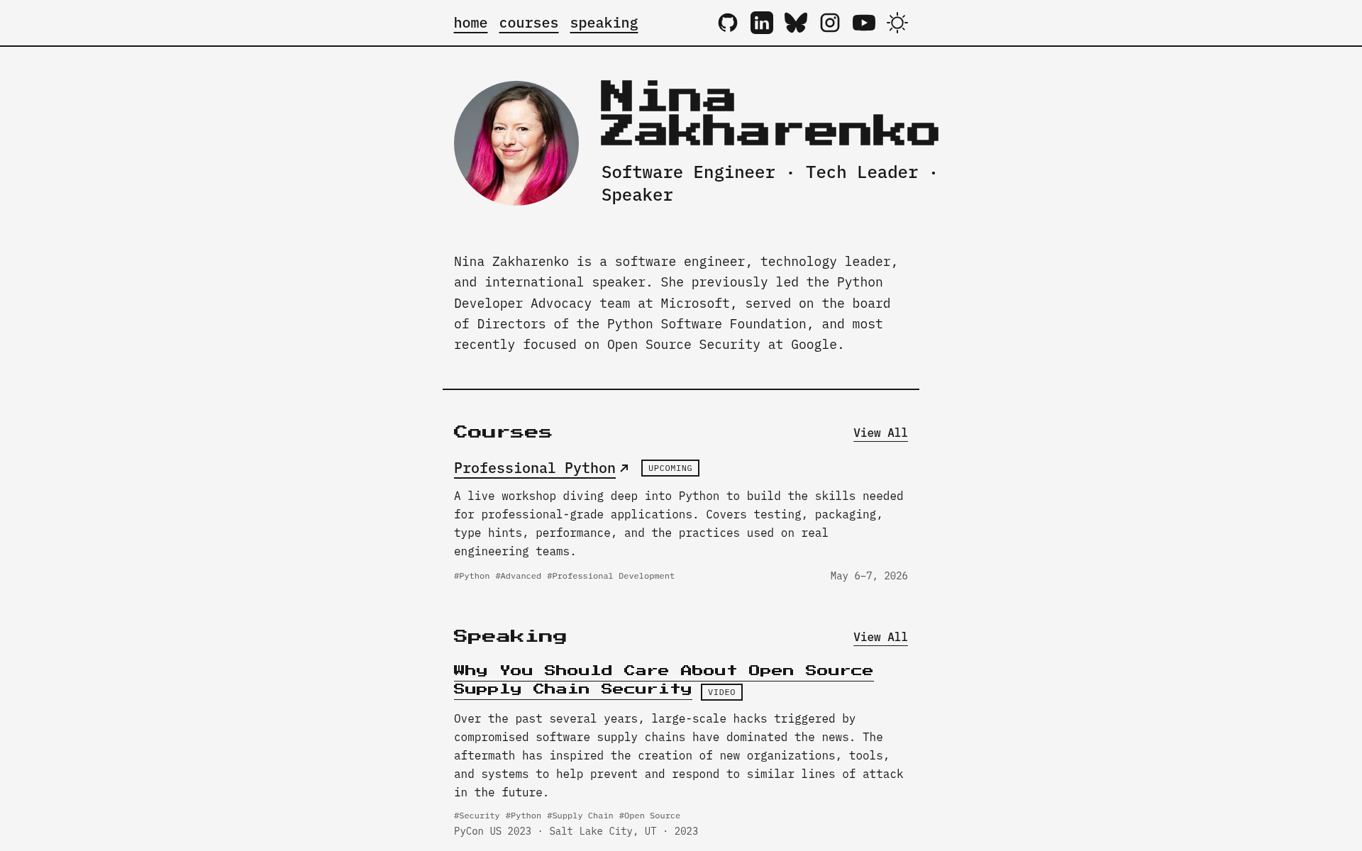 Screenshot of nina.codes