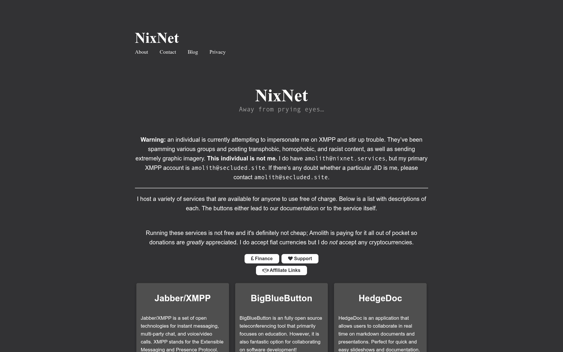 Screenshot of nixnet.services