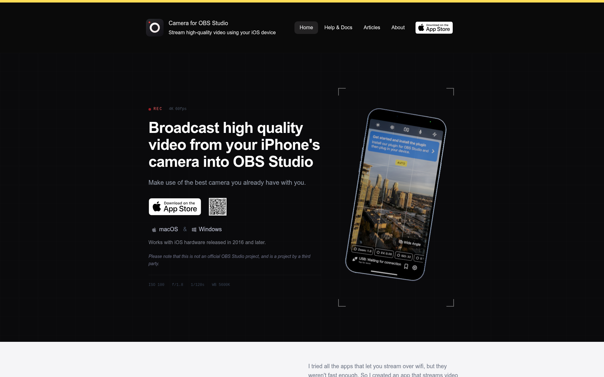 Screenshot of obs.camera