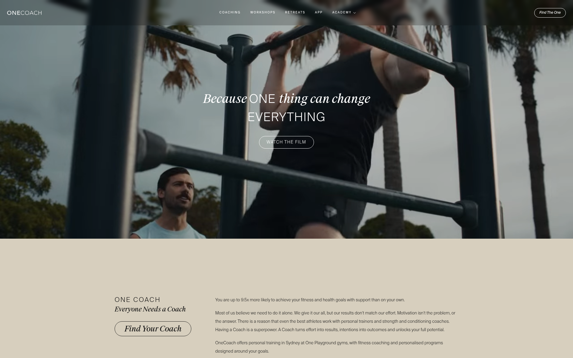 Screenshot of one.coach