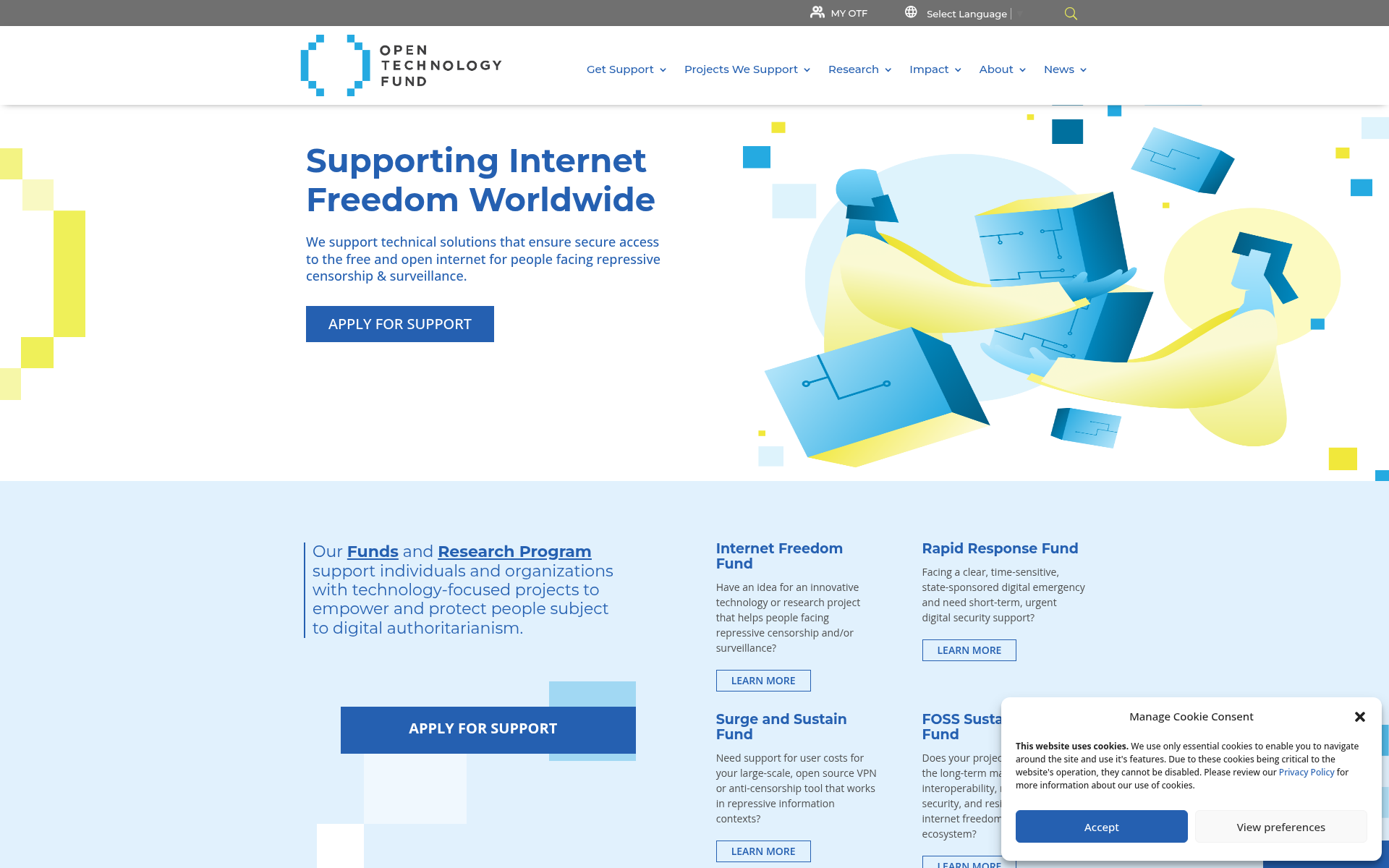 Screenshot of opentech.fund