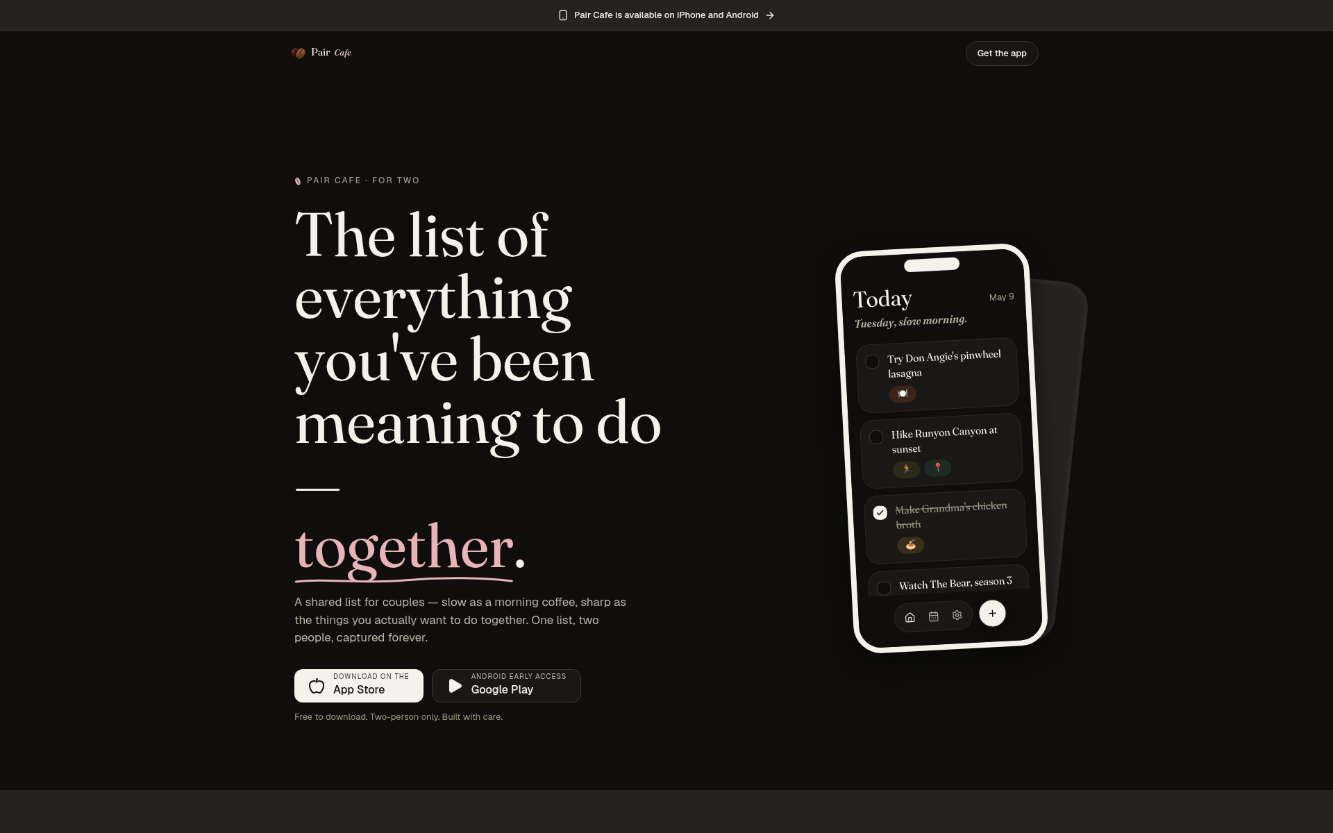 Screenshot of pair.cafe