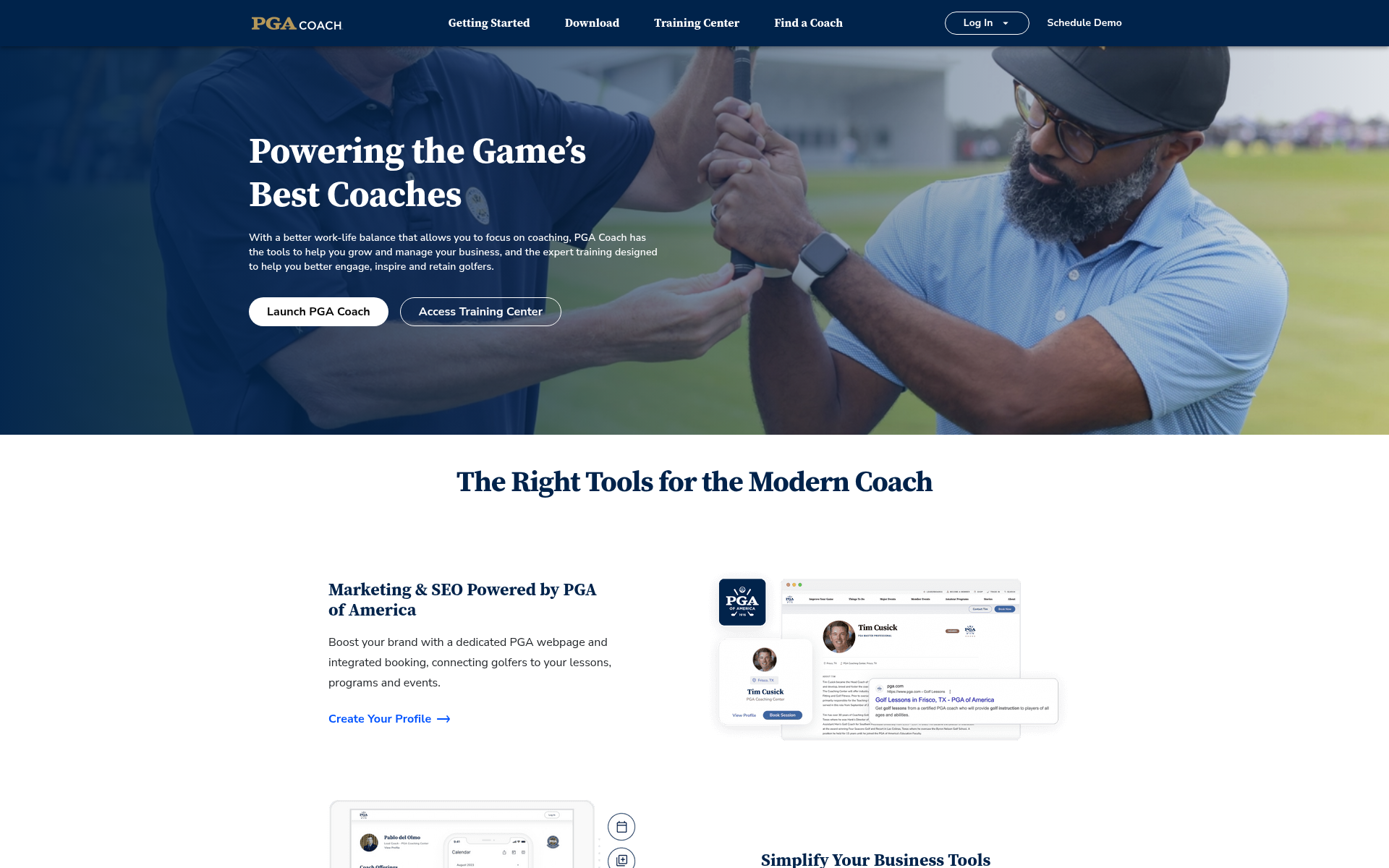 Screenshot of pga.coach