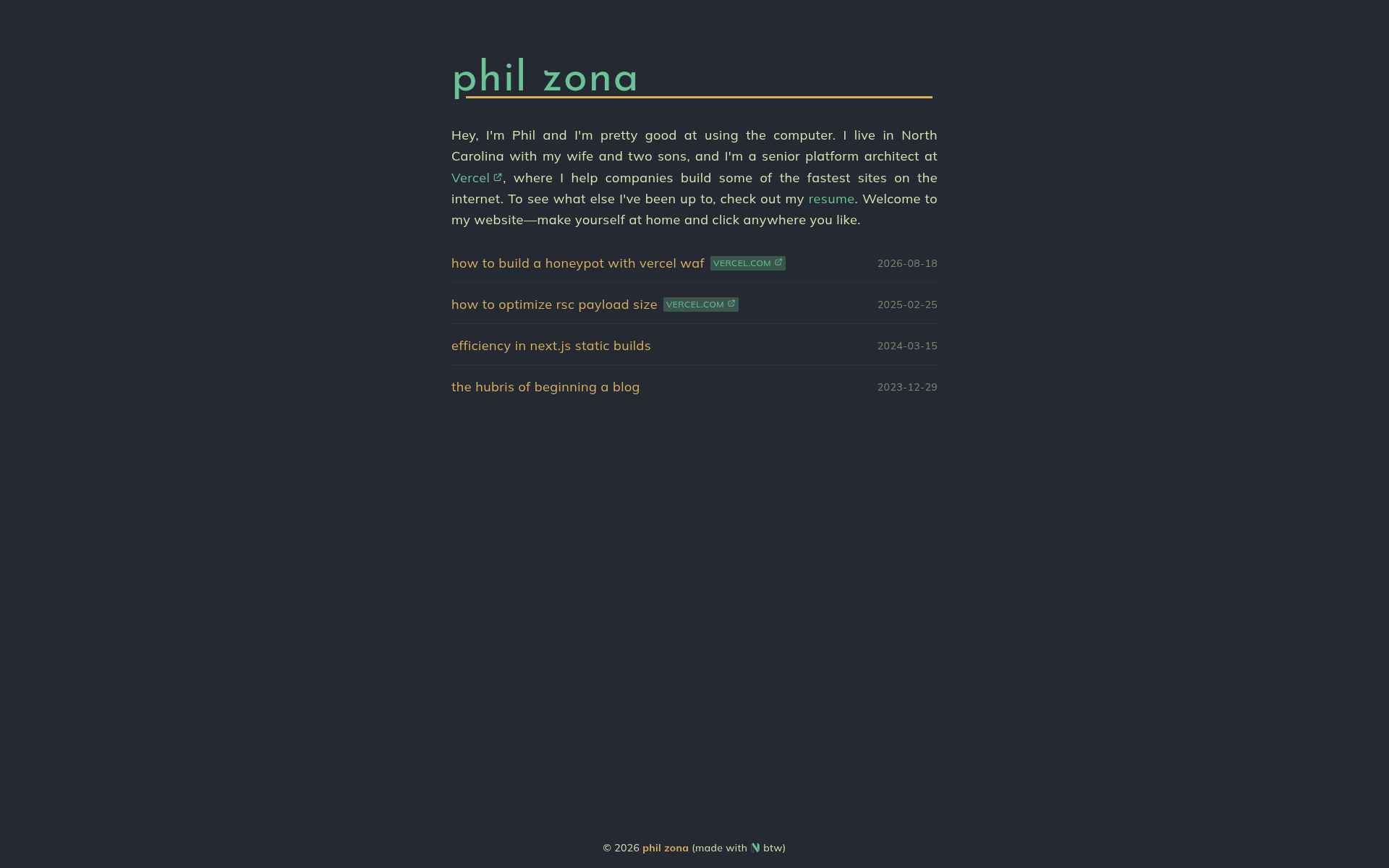 Screenshot of phil.bingo